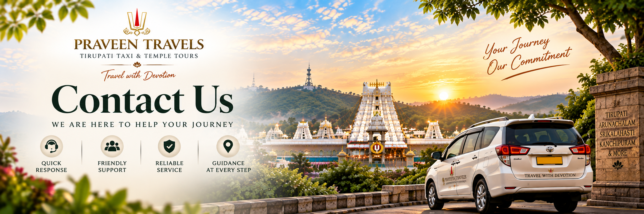 Praveen Travels Contact Us Banner